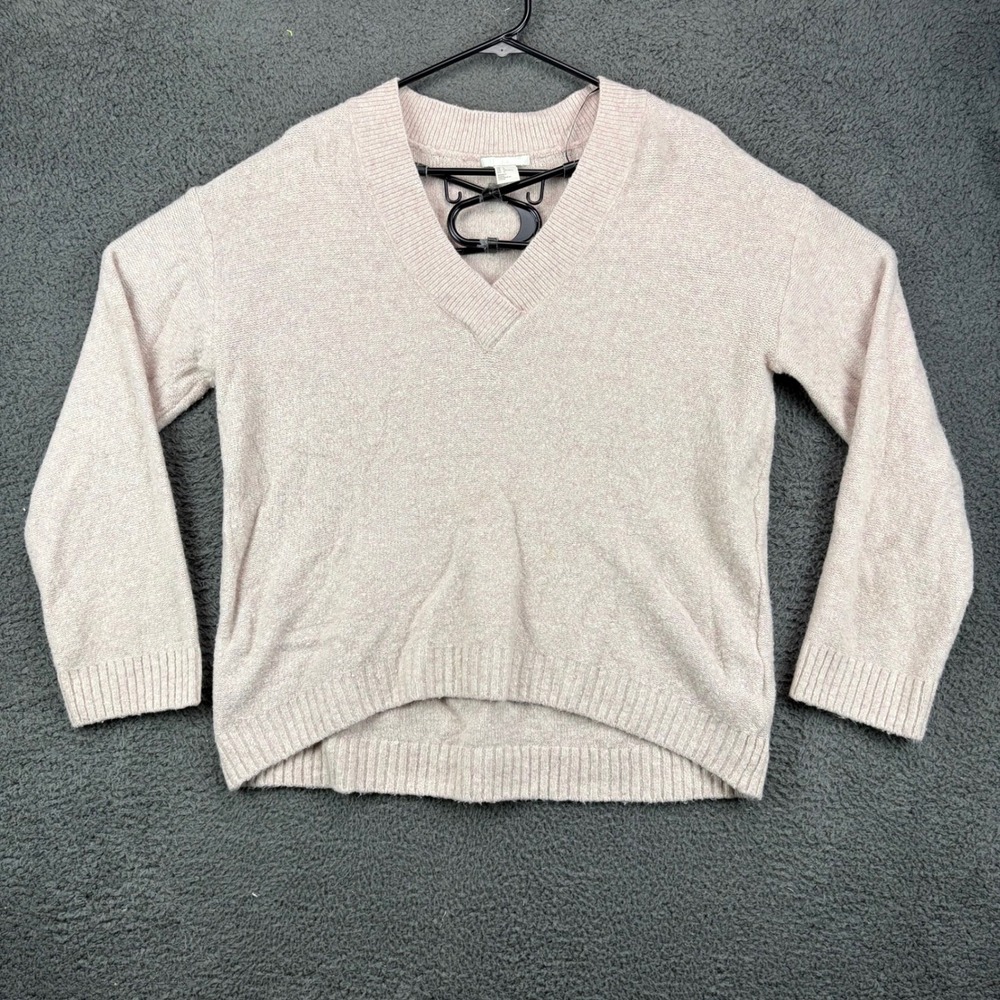 H&M Women's L Light Pink‎ Wool Blend V Neck Pullover Sweater